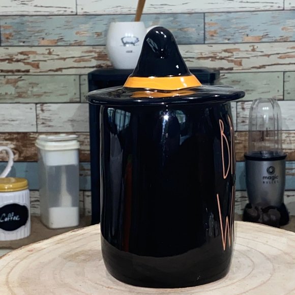 Rae Dunn "Basic Witch" Black mug w/ Topper (Orange Letters) Halloween - Picture 4 of 6